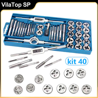 40 Peças Jogo Kit Macho E Tarracha Cossinete Com 40 Peças Rosca Interna e Externa Direita Esquerda em Oferta na Shopee