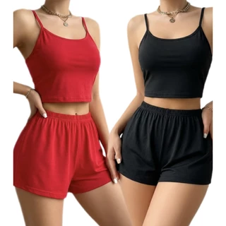 Kit 2 Pijamas Baby Doll Blogueira Feminino Suede Cropped em Oferta na Shopee