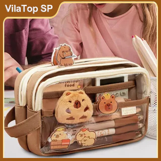 Bolsa Estética Transparente Para Lápis Capivara De Grande Capacidade