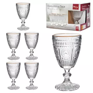 Conjunto de Taça de Vidro Mondoro Jogo com 6 Peças 300ml em Oferta na Shopee