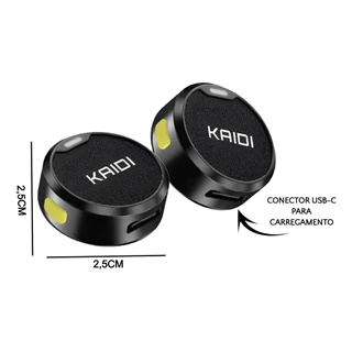 Microfone de lapela duplo sem fio portátil profissional Kaidi com ímã redondo e antirruído, entrada tipo C