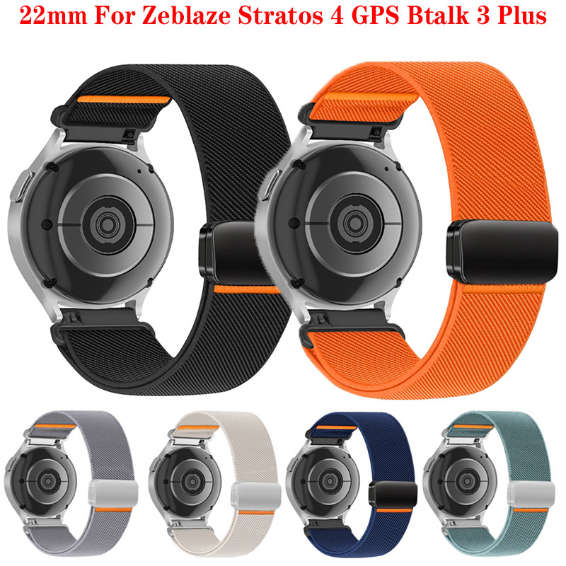 Pulseira Magnética de Nylon de 22mm para Zeblaze Stratos 4 GPS Btalk 3 ...