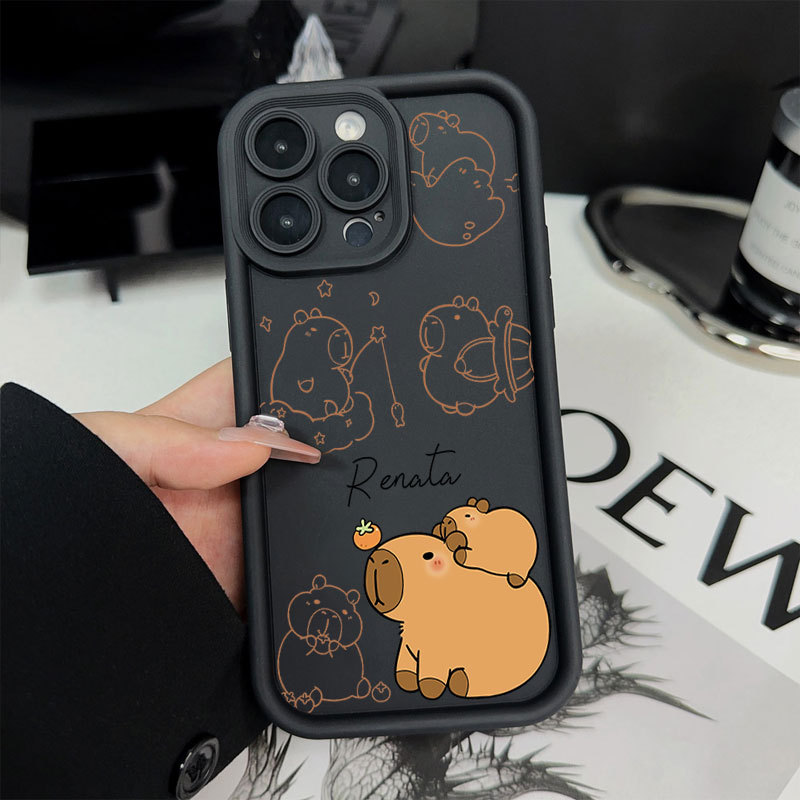Capa Para iPhone 17 Pro Max 17Air 16 15 13 11 14 12 11 Xs XR Bonito Fruta Capivara 3D Caso