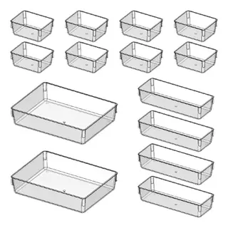 Kit 14 Organizadores Acrílico Cristal Modular Para Geladeiras Maquiagens Gavetas Armarios em Oferta na Shopee