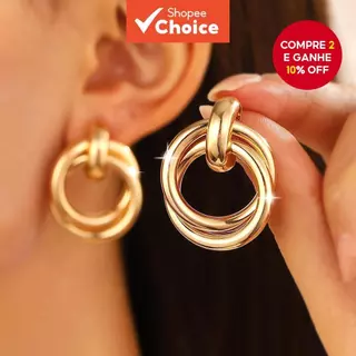 1 Par De Brincos De Argola Geométricos Para Mulheres , Vintage , Minimalista , Liga Oca , Joia , Presente em Oferta na Shopee