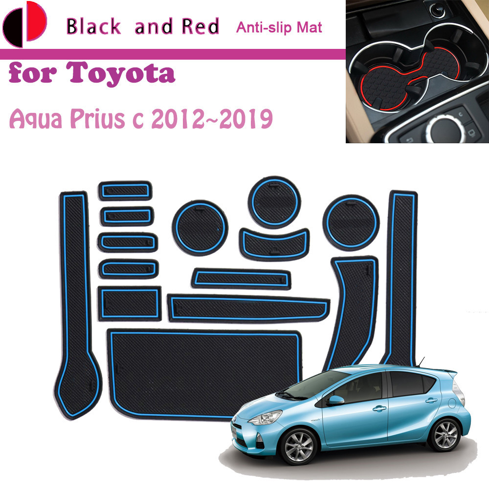Tapete De Ranhura De Porta De Borracha Para Toyota Aqua Prius c NHP10 2012 ~ 2019 2013 Suporte De Copo Almofada Slot Por