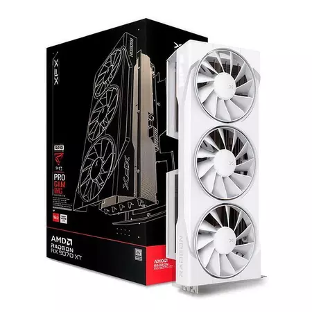 Placa de Video XFX Radeon RX 9070 XT Swift White Trip Fan Gaming Edt 16GB GDDR6 256-bit RX-97TSWF3W9
