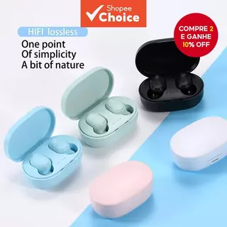 A6S TWS Fone de Ouvido Bluetooth 5.0 Estéreo Sem Fio com Microfone e Caixa de Carga em Oferta na Shopee