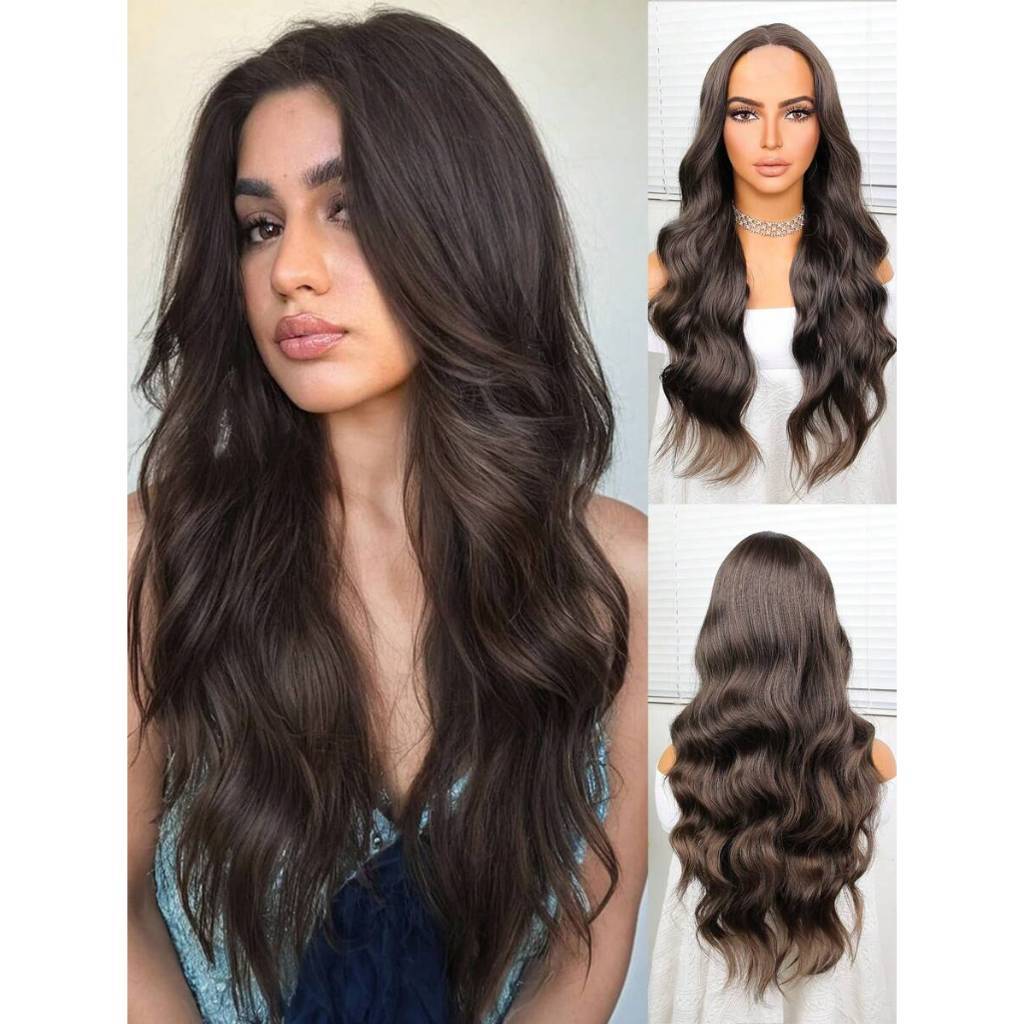 Peruca Lace Wig Castanho Ondulada Bio Fibra Macia 60cm 230g Top Hair ...