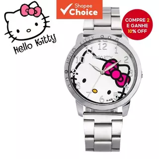 Hello Kitty Moda Pulseira De Aço Inoxidável Liga De Quartzo Relógio Feminino Presente De Estudante em Oferta na Shopee