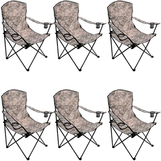 Kit 6 Cadeiras Camufladas Dobráveis Kala Porta-Copos Integrados Tecido Oxford Bolsa para Transporte em Oferta na Shopee