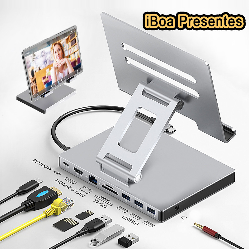 Suporte 9 Em 1 Hub Usb C Docking Station Hdmi 4k 60hz