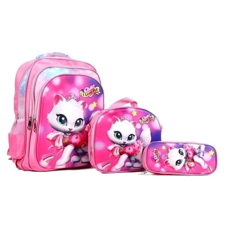 Kit escolar infantil Mochila lancheira estojo estampas 3d com luzes