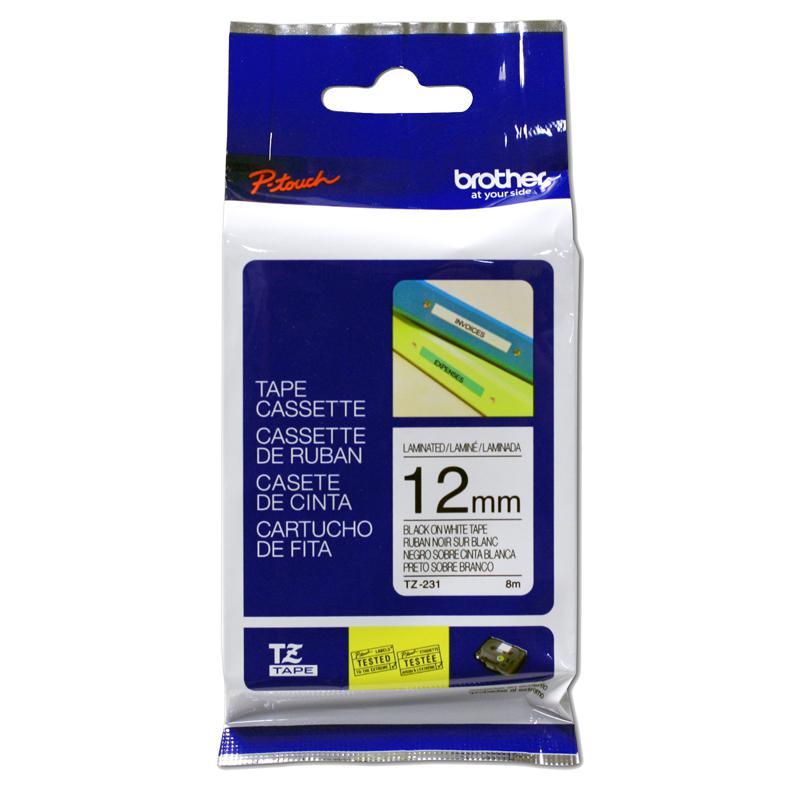 Fita para rotulador TZE231 Branca escrita Preto 12mm Brother | Shopee ...