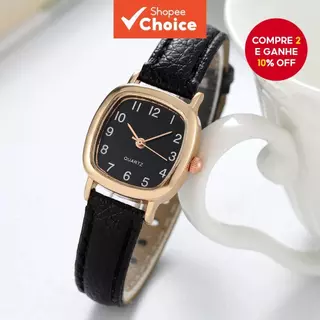 Vintage Quadrado Pequeno Mostrador Feminino Estudante Relógio Minimalista Pulseira De Couro Preto Marrom Presente em Oferta na Shopee