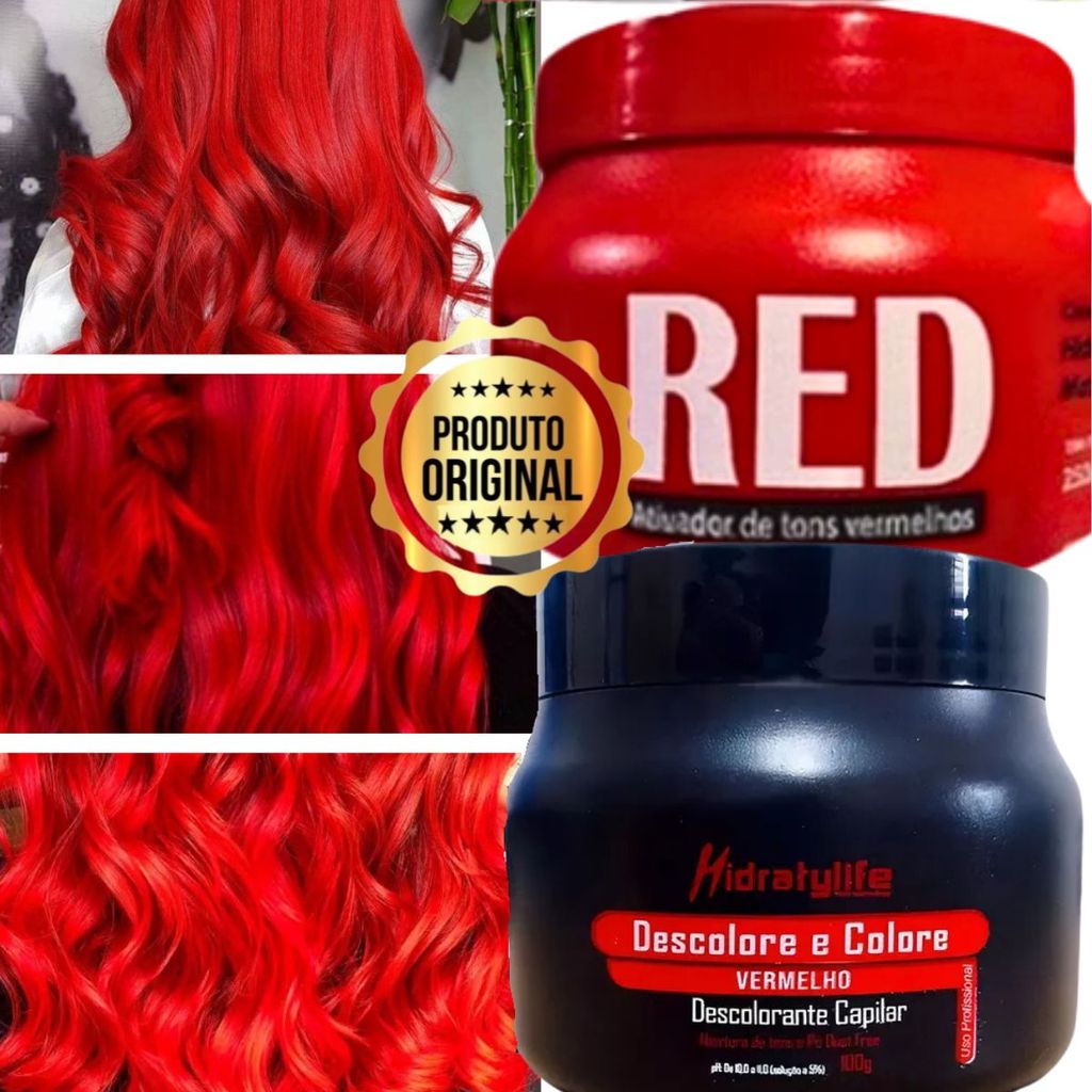 Matizador Vermelho Dupla Ação Descolore e Colore com Cor Intensa ...