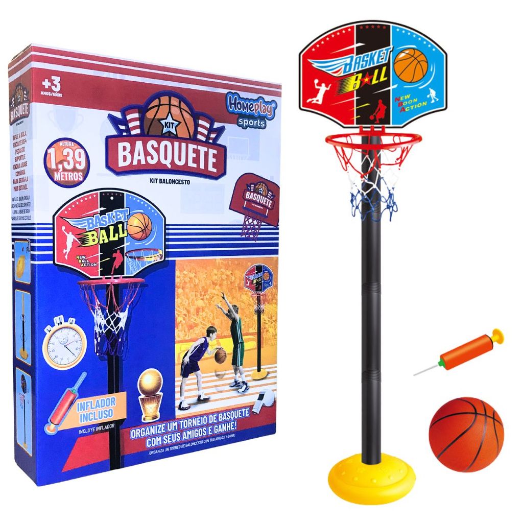 Cesta De Basquete Infantil Tabela 1.15m de Altura Com Bola E Bomba ...