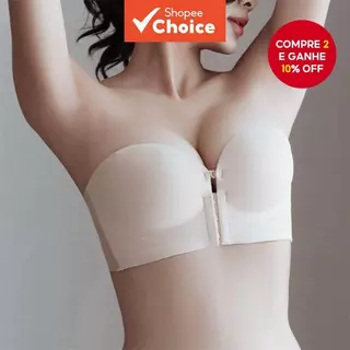Sutiã Push-Up Sem Alças-Elevador Costura Para Seios Pequenos | Antiderrapante , Rastros , Fechamento Frontal em Oferta na Shopee
