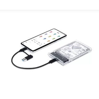 Case Externo Transparente Usb 3.0 SSD Hd 2.5" Para Celular Android Tipoc Pc Notebook