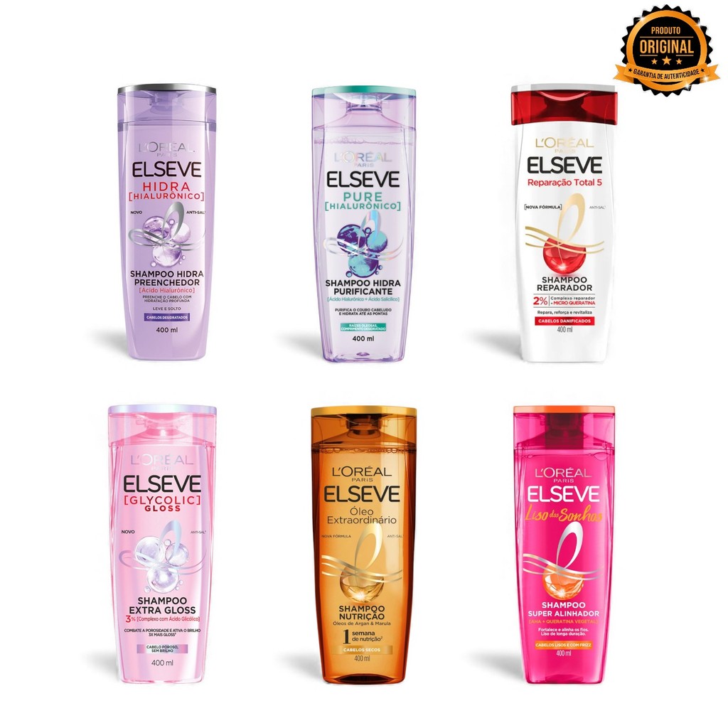 Shampoo L'Oréal Paris Elseve 400ml - Diversos Modelos | Shopee Brasil