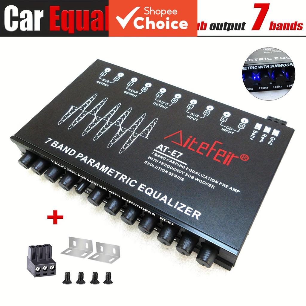 Equalizador Gráfico de 7 Bandas LED para Som Automotivo, Ajustável 7 ...