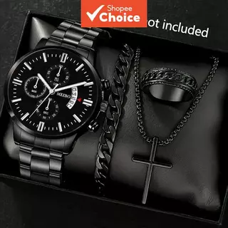 Conjunto De 4 Peças Moda Negócios Casual Masculino Calendário Relógio De Quartzo Joias Sem Caixa em Oferta na Shopee