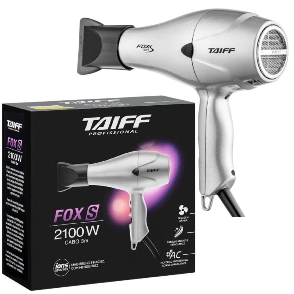 Secador Taiff Fox Ion S 2100W Profissional 127v – Super Potente, Leve e ...