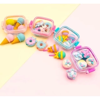 Kit Borrachas Kawaii em Mini Marmitinhas – 4 Modelos Fofos de Doces e Sobremesas