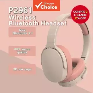 P2961 Fone De Ouvido Sem Fio Bluetooth Estéreo Hifi Para Jogos Com Microfone Fones Dobráveis Subwoofer Compatível Vários em Oferta na Shopee