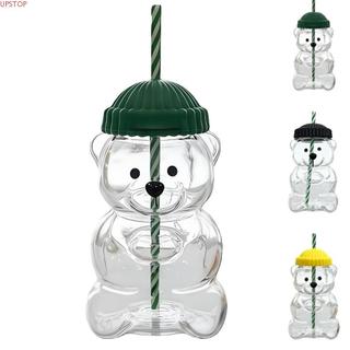 Copo De Vidro UPSTOP Bear , Transparente De Grande Capacidade Com Canudo , 2025 Tampa Teddy