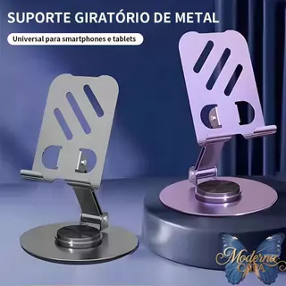 Suporte Para Celular Aluminio De Mesa Base Rotatoria Ajustavel 360° Smartphonese Tablets