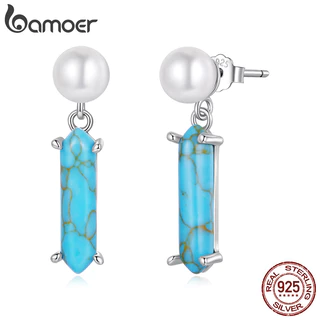 Brincos De Prata Esterlina 925 Bamoer Pérola Turquesa Design Joias Presentes Para Mulheres em Oferta na Shopee