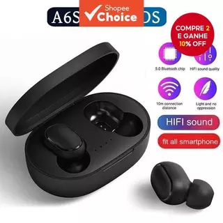 A6S Fones De Ouvido TWS Sem Fio Bluetooth Fone Com Cancelamento De Ruído Esportes Jogos Escritório Microfone em Oferta na Shopee