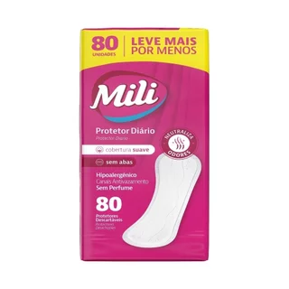 Absorvente Mili Protetor Diario sem Abas - Embalagem com 80 Unidades em Oferta na Shopee