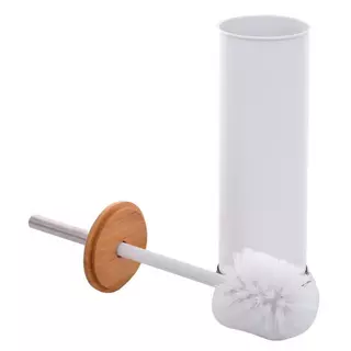 ESCOVA SANITARIA C/ SUPORTE BRANCA 39 CM INOX/BAMBU em Oferta na Shopee