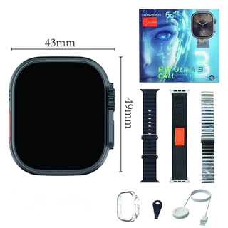 Smartwatch HW Ultra 3 – AMOLED, 5G, 4G SIM, Chamadas, Esportivo, Monitoramento Saúde + Pulseiras em Oferta na Shopee