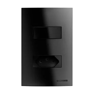 Interruptor Soprano Brava Up 1 Tecla Simples - +1 Tomada 2p+T 20A 250V com Placa 4x2 Preto em Oferta na Shopee