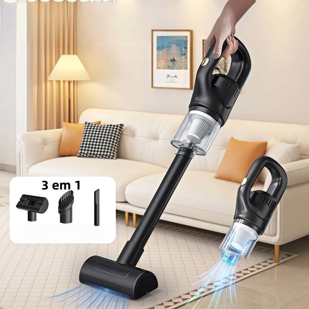 Aspirador Doméstico E Portátil Para Automóveis  12000PA  Aspirador Sem Fio Aspirador Recarregável USB | Shopee Brasil