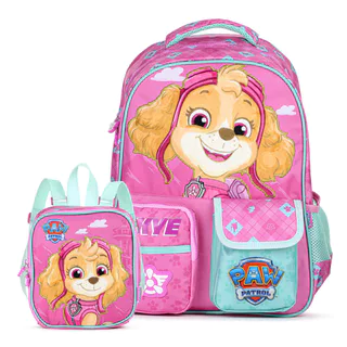 Kit Mochila 16 15272 + Lancheira 15274 Xeryus Patrulha Canina Skye Escolar Rosa e Verde - Infantil