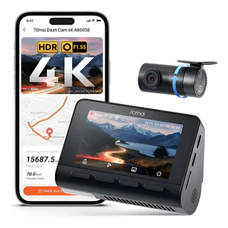 70mai A800se-1 Câmera Veicular Automotiva 4k+1080p 3'' Tela Hdr Gps ADAS Wifi Com App Visão Noturna Supercapacitor em Oferta na Shopee