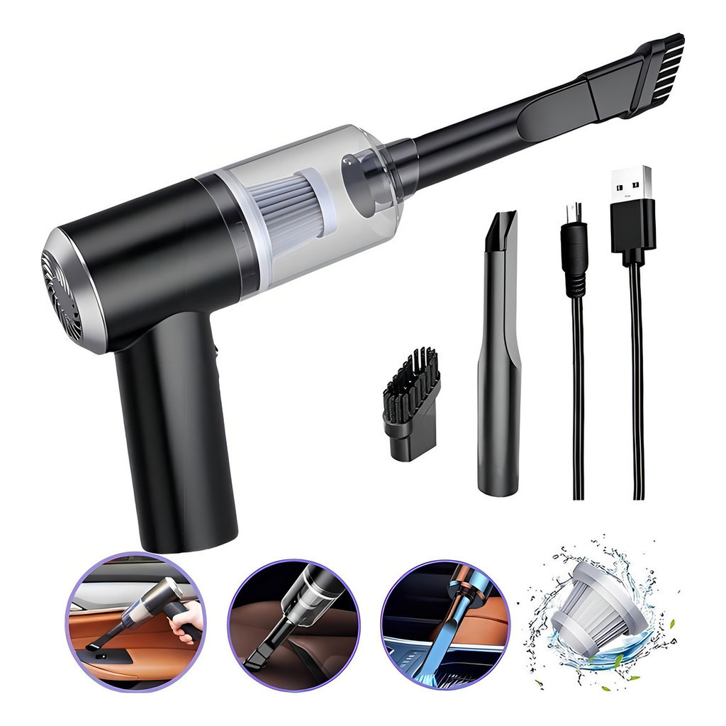 Mini Aspirador de Pó Portátil Automotivo Casa Sem Fio 3 em 1 Recarregável Potente 6000Pa