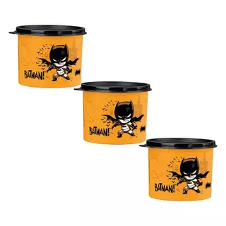 Kit 3 Potes Tupper Redondinha Kids Batman 500ml em Oferta na Shopee