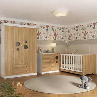 Quarto de Bebê Completo com Berço Americano 3 em 1 Pirulito Multimóveis MP4613 em Oferta na Shopee