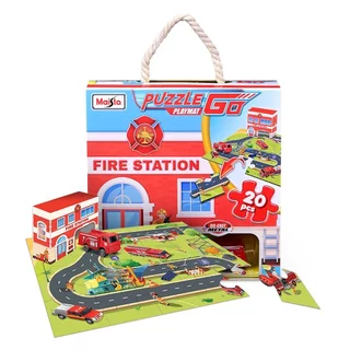 Carrinho Maisto Playmat Bombeiro Quebra-Cabeça Com Carrinho 12680 em Oferta na Shopee