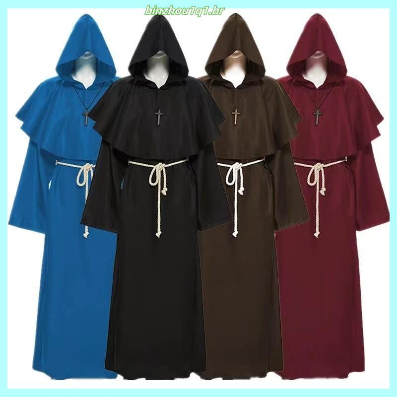 Fantasia Medieval Monge Robe Mago Sapoto COSPLAY Capa Multicolor UW0C ...