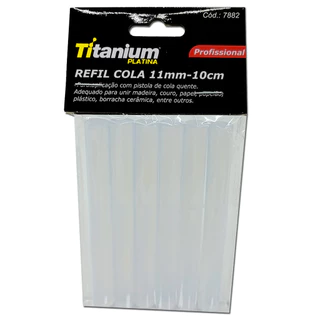 Refil Cola Quente 11mm 6 Unidades Alta Aderência Industrial Titanium Platina em Oferta na Shopee