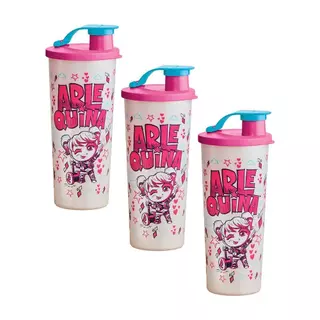 Kit 3 Copos Infantis Tupperware com Bico Kids Arlequina 470ml em Oferta na Shopee