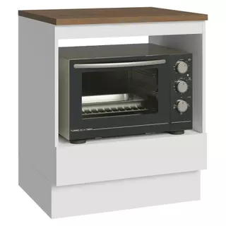 Balcão para Forno/Micro-ondas 70 x 60 cm 1 Gaveta Branco Tampo Rustic Madesa em Oferta na Shopee
