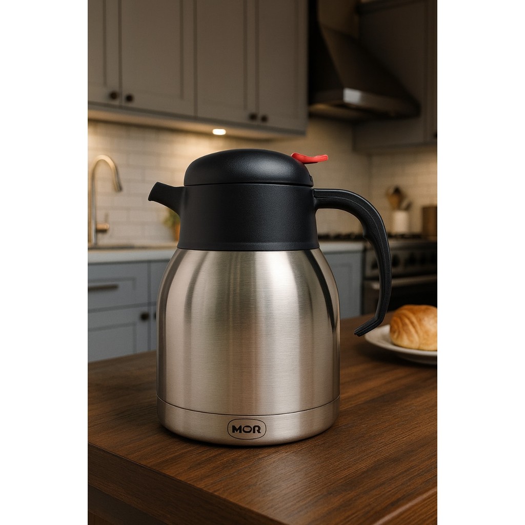 ☕ Garrafa Térmica Inox 1,2L Com Gatilho - mode Bule Café Chá