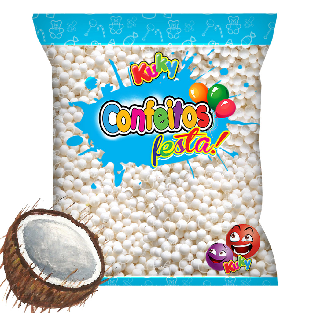 Confeito Perolas Bolinhas Açucaradas Festa 500gr Kuky - Coco
